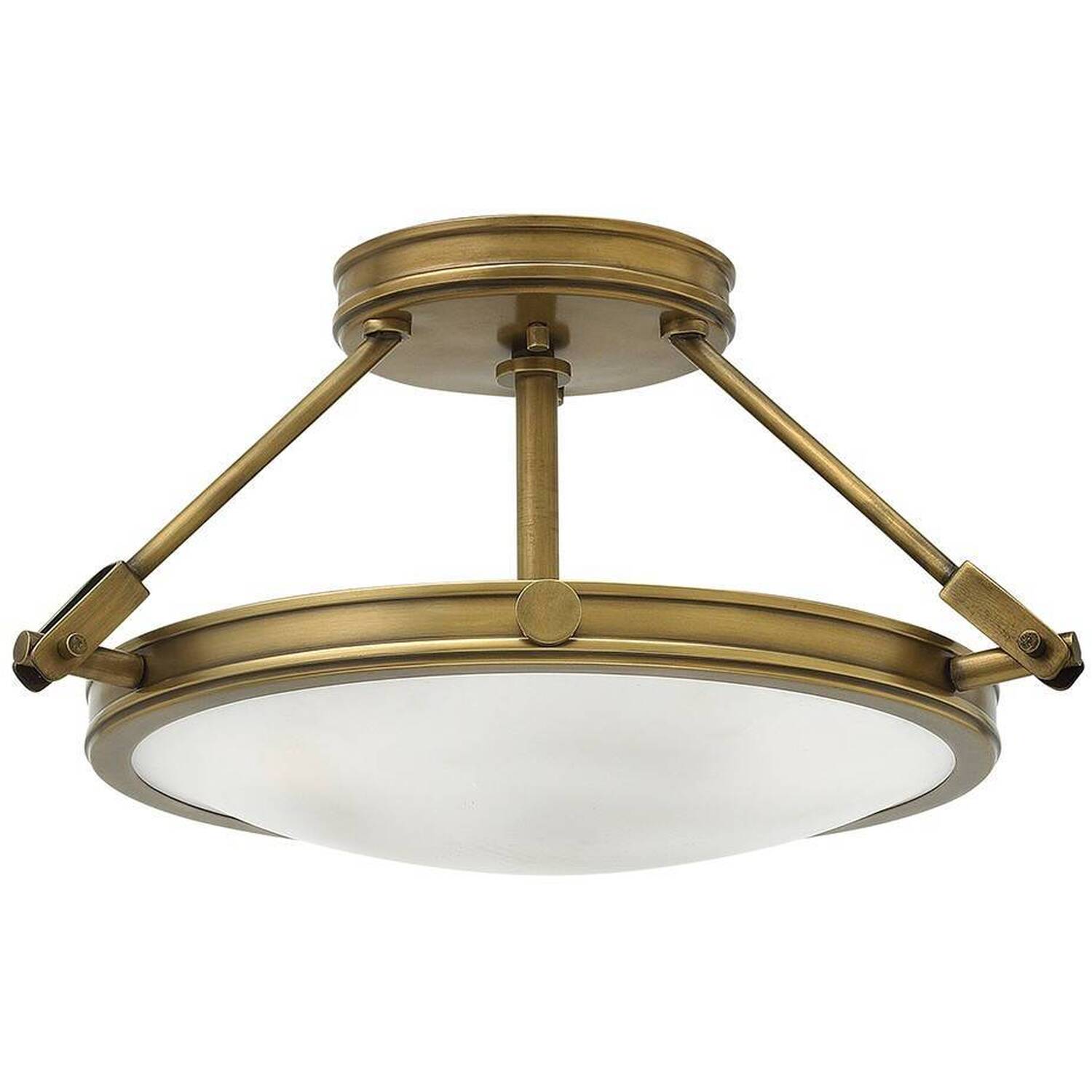 Collier 3 Light Small Semi Flush Ceiling Light Brass, E14 - Brass