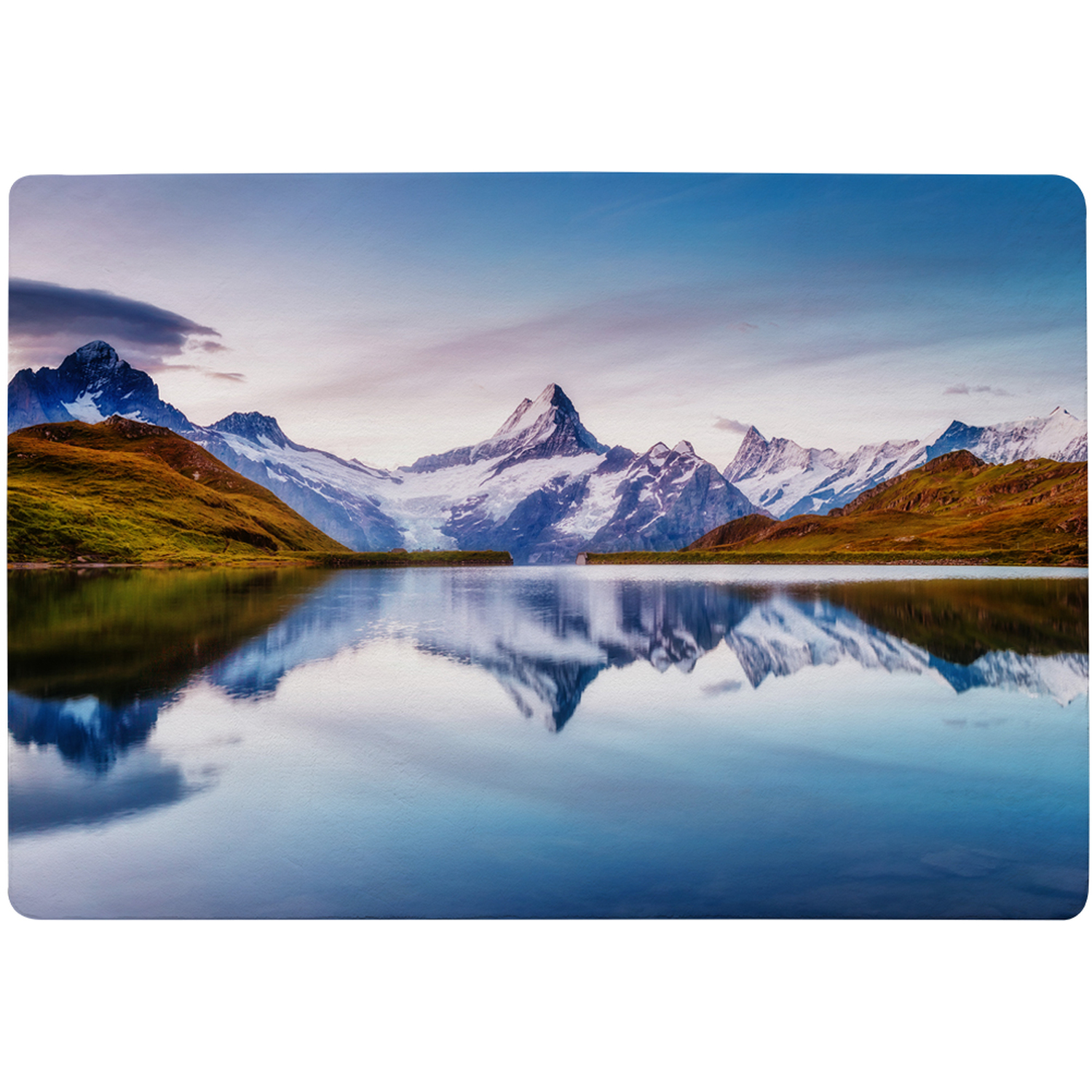 Panoramic View Of The Mt. Schreckhorn And Wetterhorn Designer Rug - Blue / 200cm thumbnail