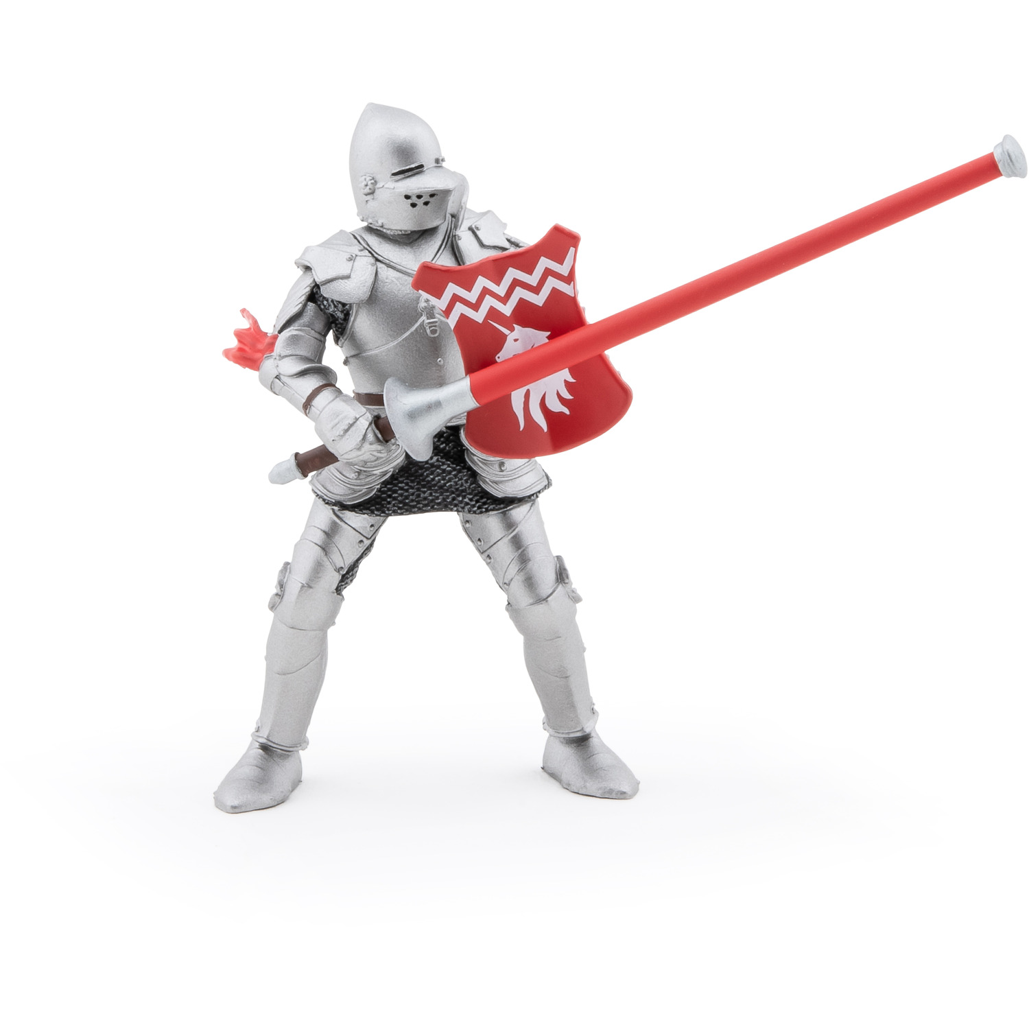 PAPO Fantasy World Unicorn Knight with Spear Toy Figure - Red