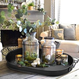 The Mia Black Oval Serving Tray - Black