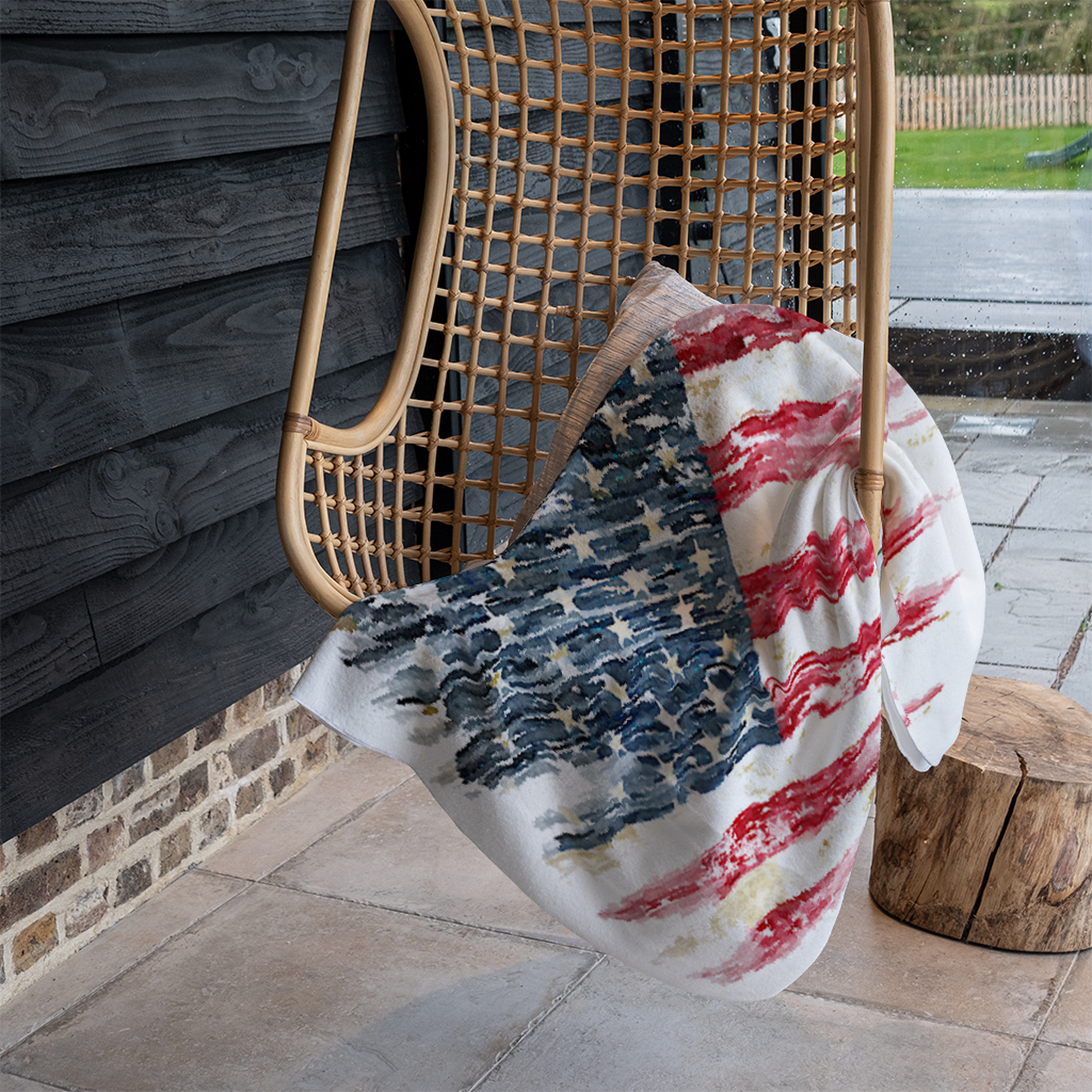American Grunge Flag Blanket - Red