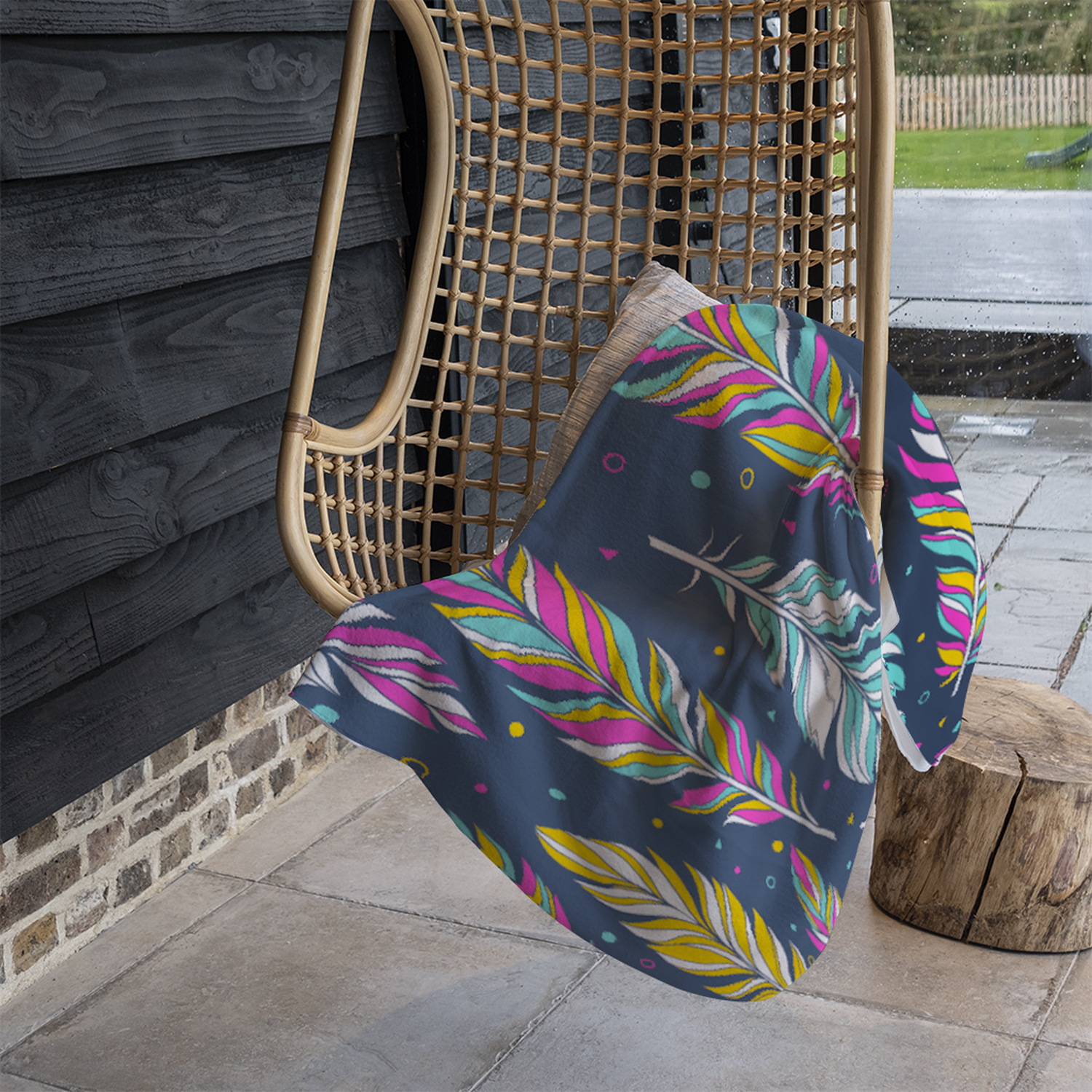 Retro Color Feathers Blanket - Purple