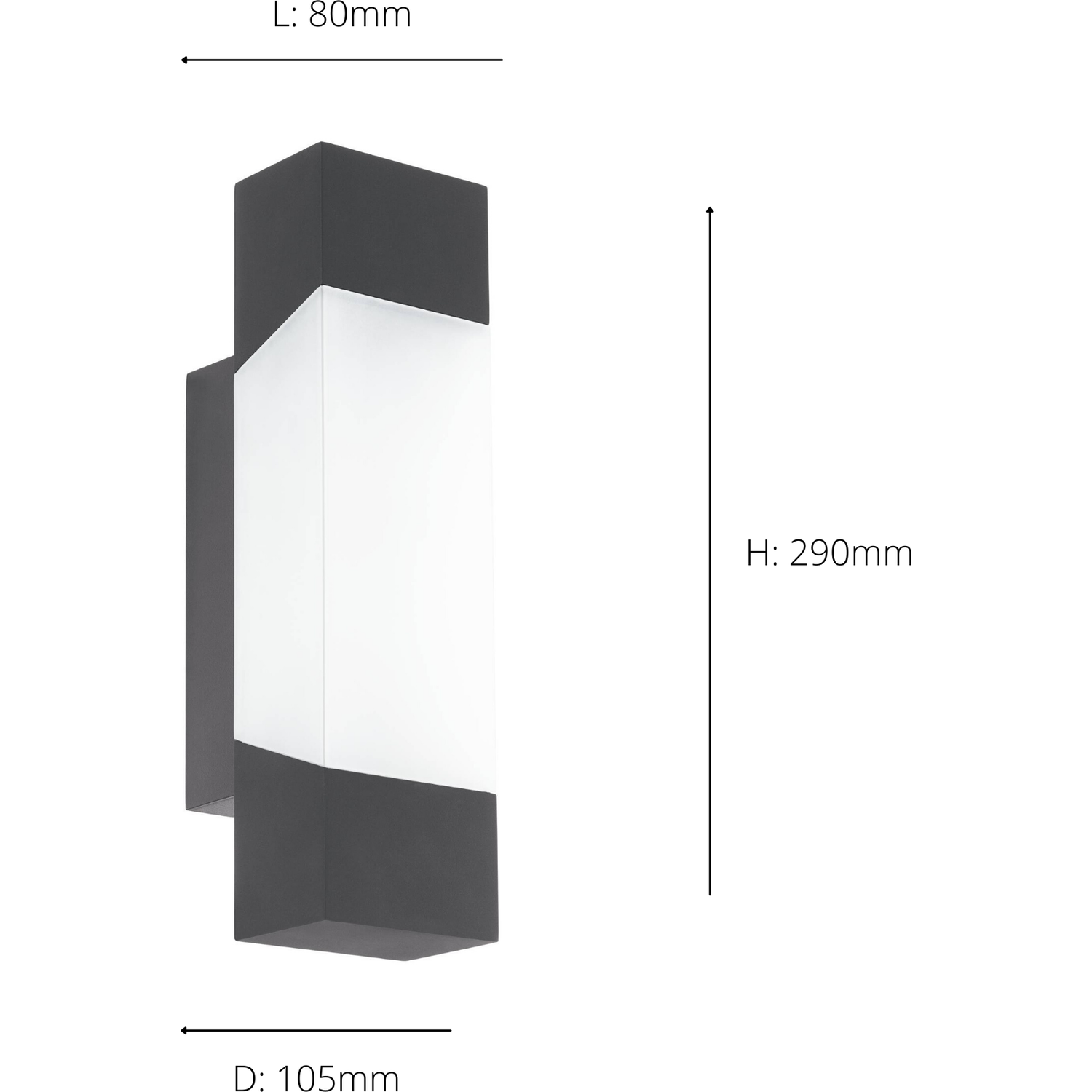 Eglo Gorzano Anthracite Metal And Plastic Ip44 Integrated Led Outdoor Wall Light - White