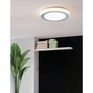 Eglo Carpi LED Ceiling or Wall Bathroom Light - White Plastic and Chrome 38.5cm