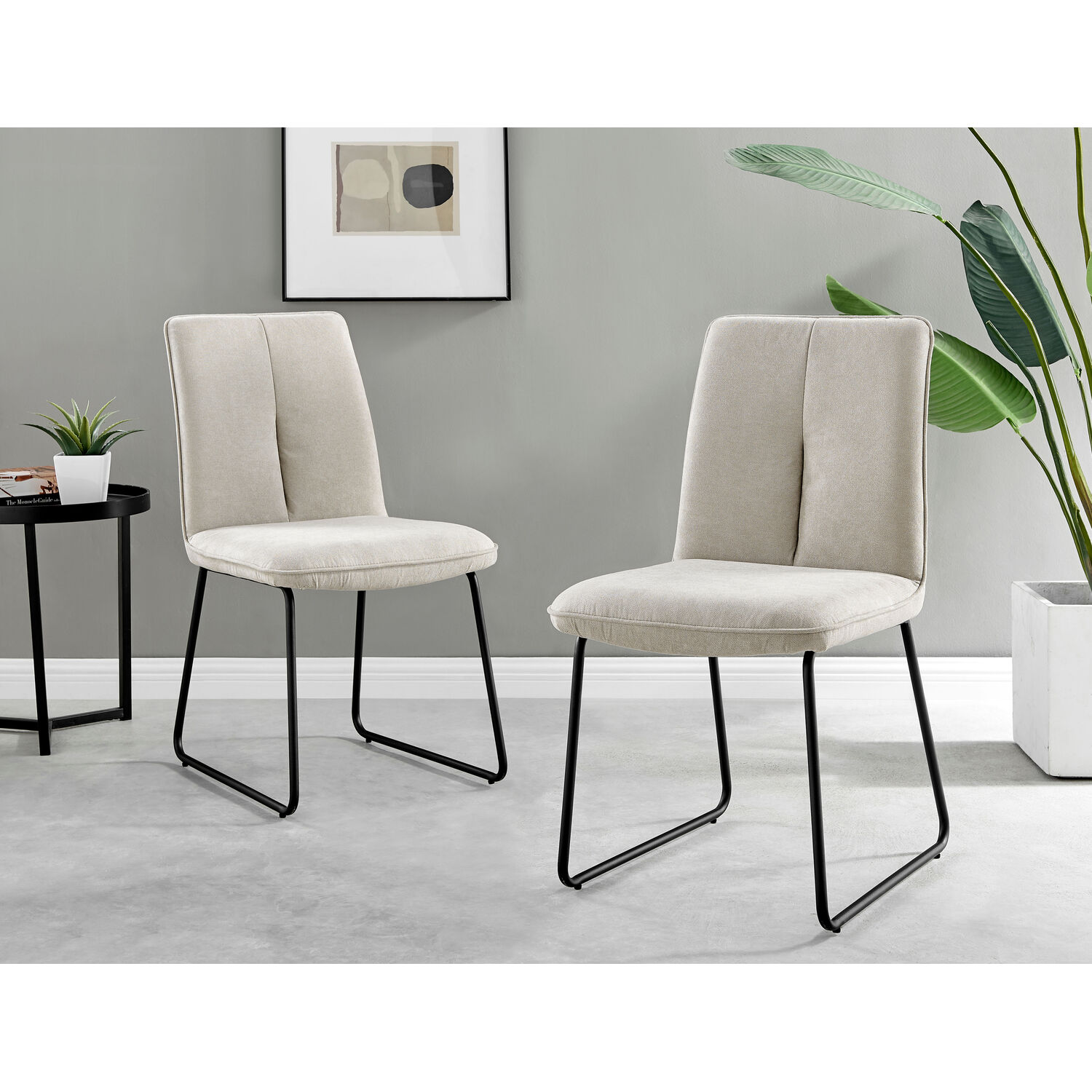 Novara Gold Leg 120cm Round Glass Dining Table And 6 Halle Chairs - Beige