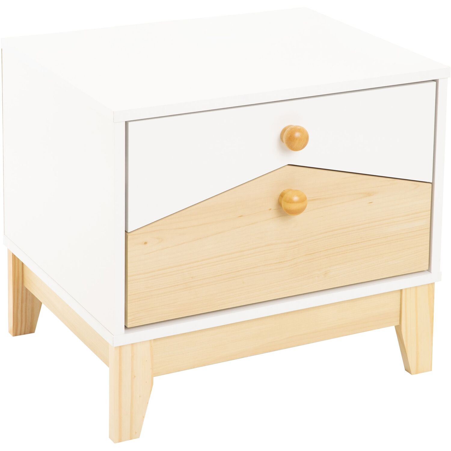 Cody 2 Drawer Bedside - White And Pine Effect