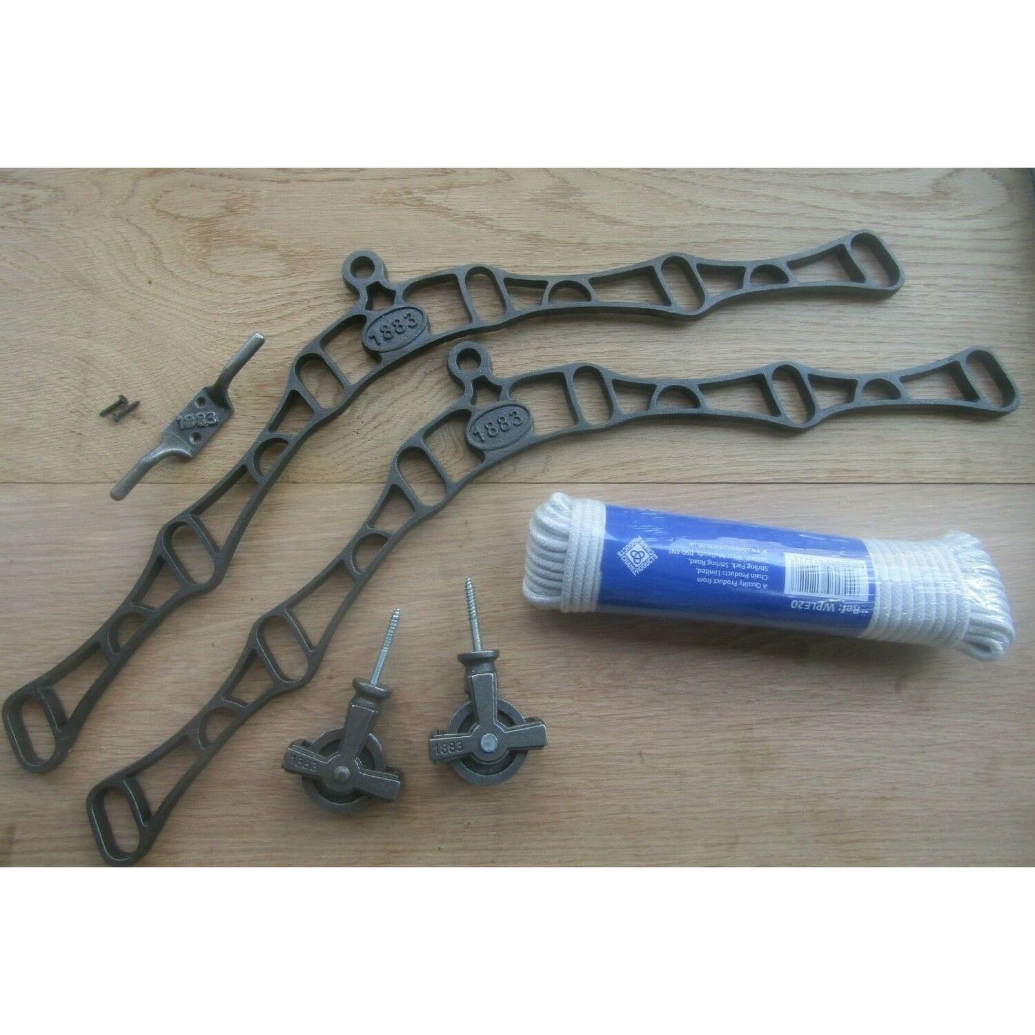 Image of 6 Lath 1883 Embossed Antique Iron Clothes Airer Kit Only - Antique Iron