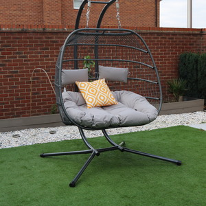 BRADWAY HANGING ROPE SWING DOUBLE  EGG CHAIR WITH RAIN COVER