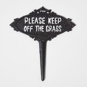 Black Metal Please Keep Off The Grass Garden Sign with Metal Spike