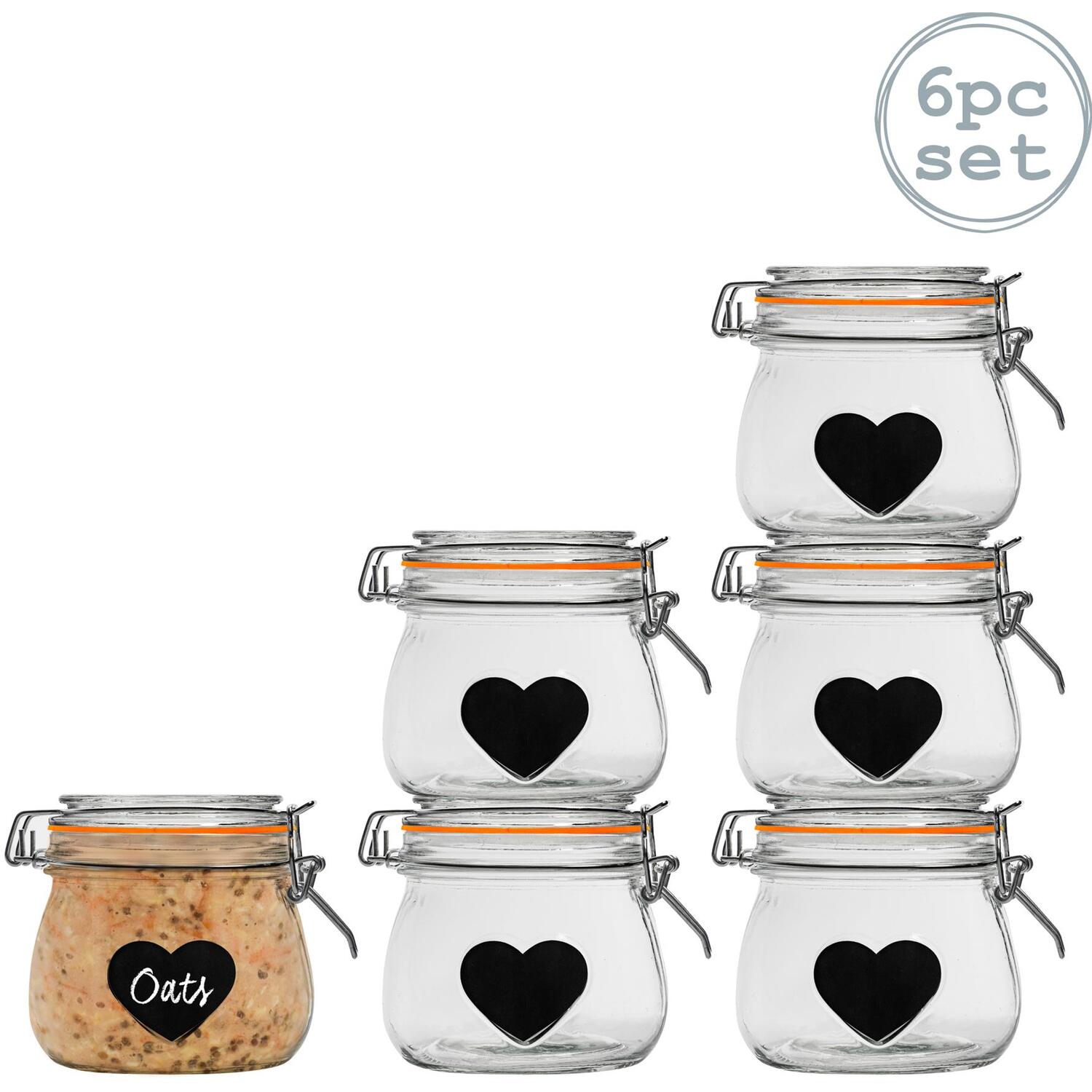 Image of 500ml Heart Glass Storage Jars with&hellip;