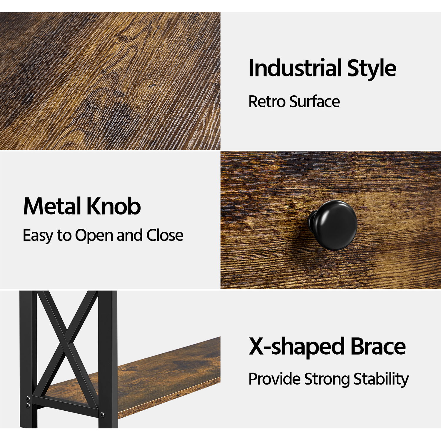 Wooden Console Table - Rustic Brown