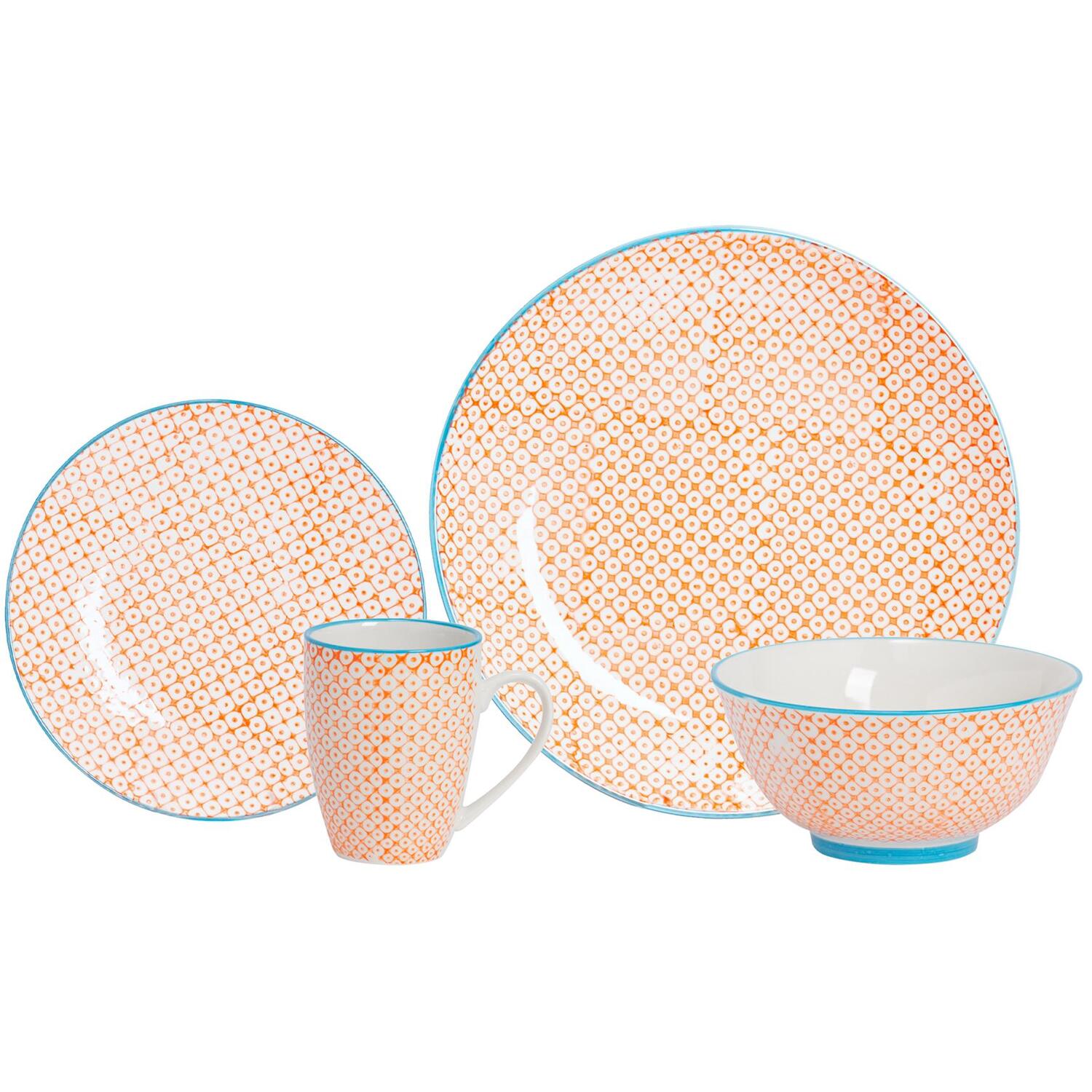 24 Piece Hand-Printed Dinner Set