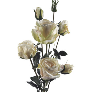 Cream Rose Artificial Flowers Spray 4 Flowers 3 Buds