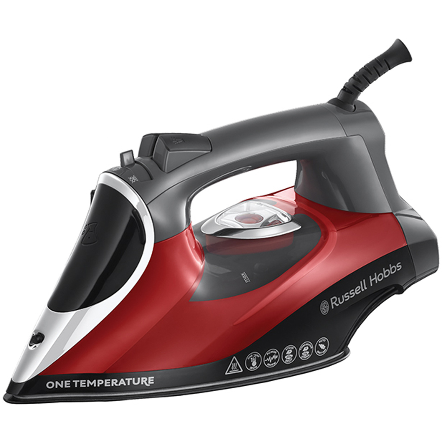Image of 2600W One Temperature Steam Iron Red - Red