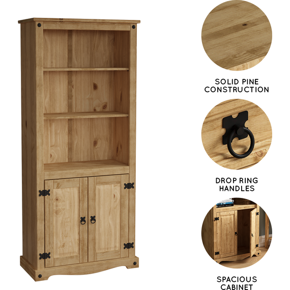 Corona 2 Door Bookcase - Pine