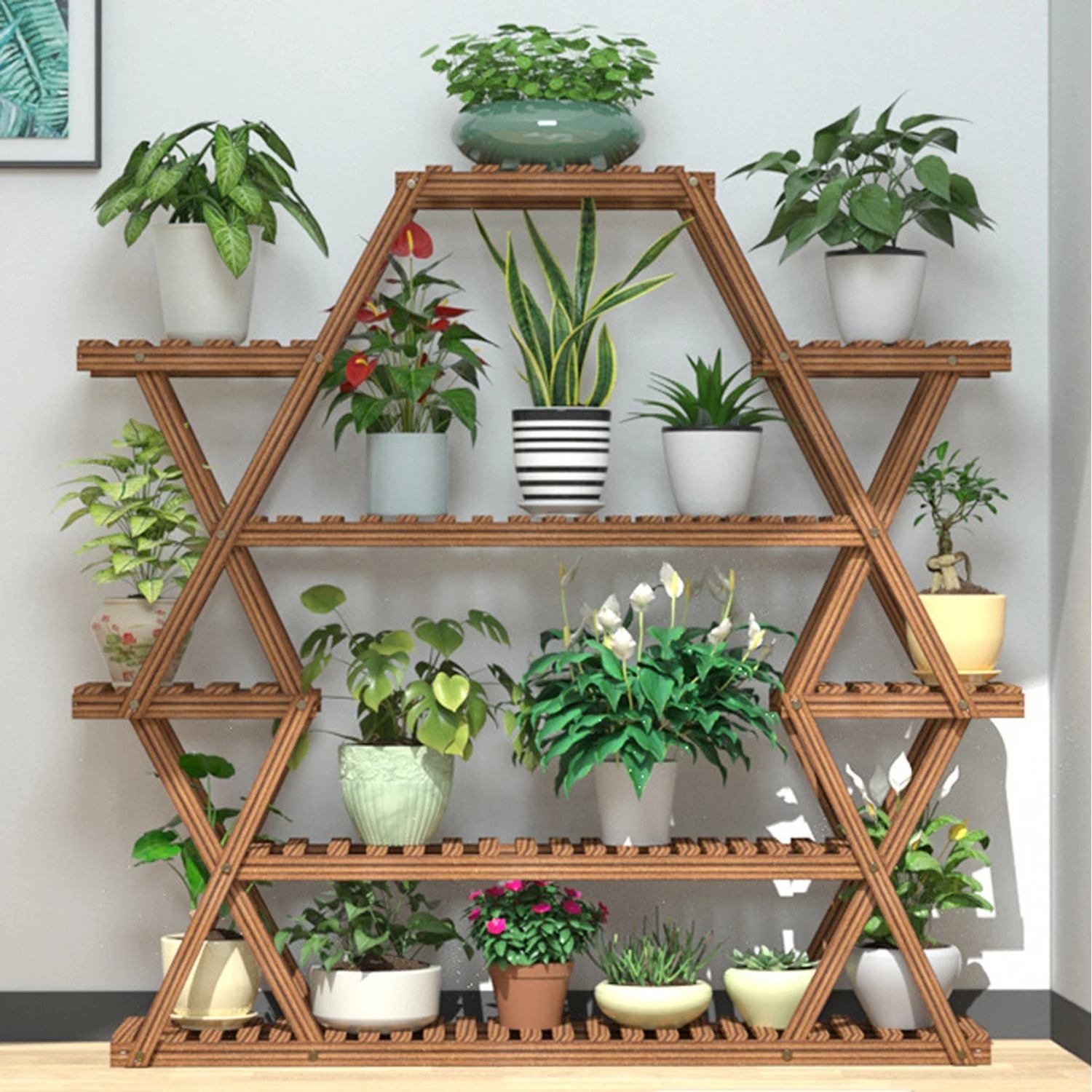 Large 6 Tier Plant Stand - Dark Oak