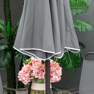 Grey, Coffee Outsunny Garden Textilene Chairs Plus Table and Parasol Bistro Set shot 5287270