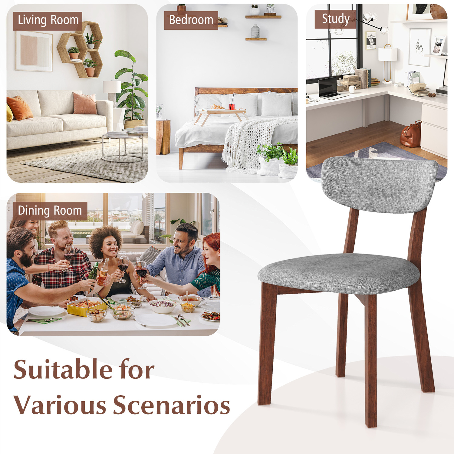 Miteo Upholstered Back Side Chair Dining Chair main image 1