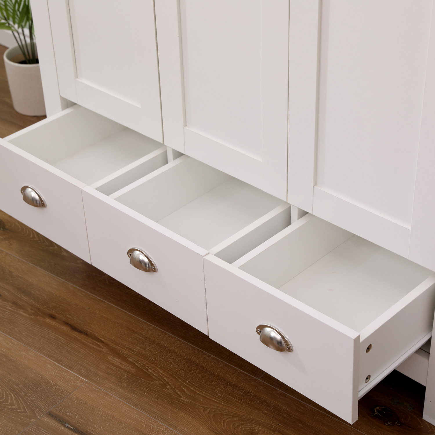 Hmd 3 Door 3 Drawer Wardrobe - White Oak