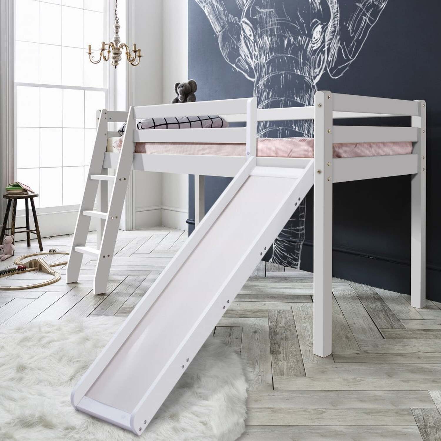 Thor Cabin Bed Midsleeper With Slide In Classic White - White