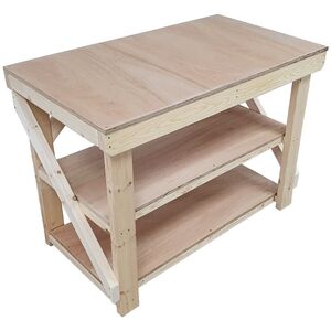 Eucalyptus Top Workbench With Double Shelf
