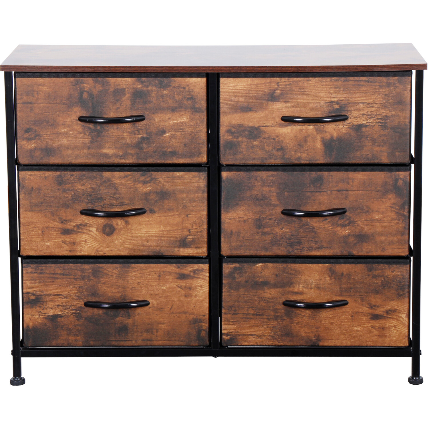 Fabric Chest Of Drawers With Metal Frame - Wooden Effects