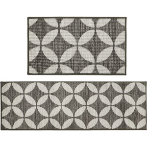 Fiora Machine Washable Runner and Mat Set - Pewter