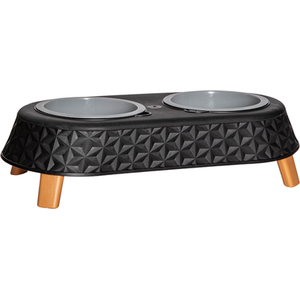 Plastic Raised Double Pet Bowl Feeding Station with Stand