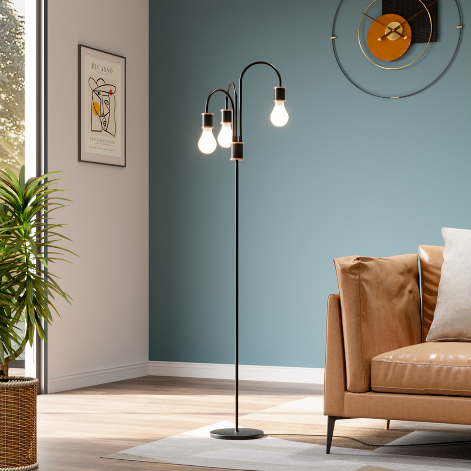Image of 3-Lights Floor Lamp without Bulb -&hellip;