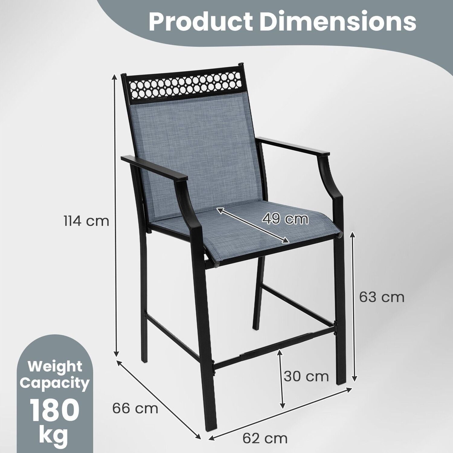 2pcs Outdoor Bar Stools - Blue
