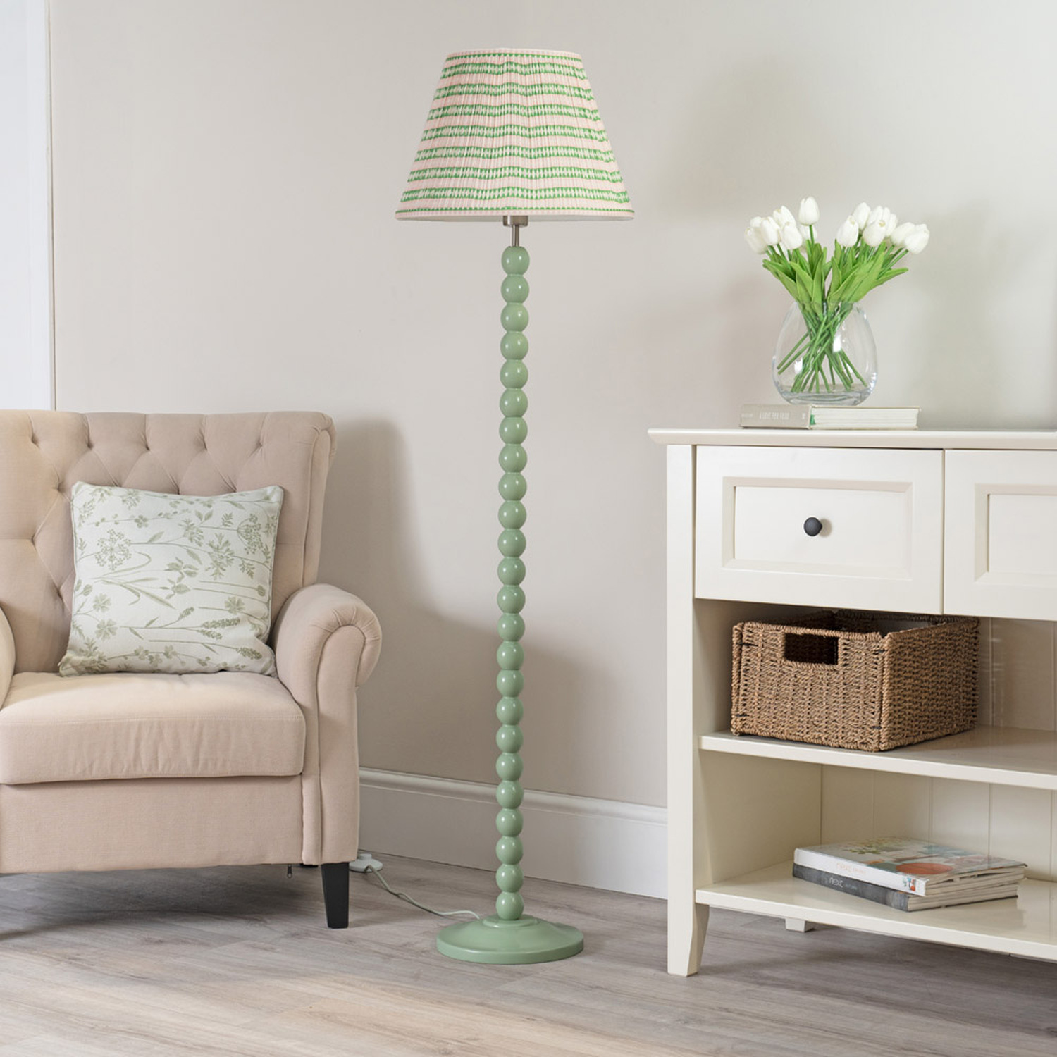 Image of Bobbins Sage Floor Lamp with Tapered&hellip;