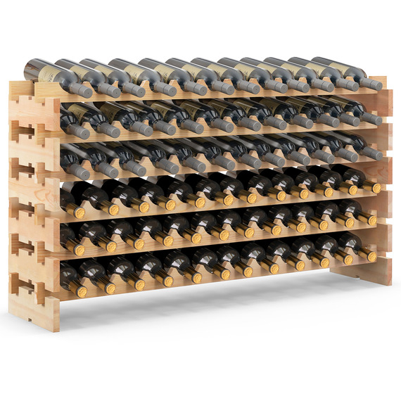 Stackable Shelf Wooden Wine Holder Rack for 72 Bottles