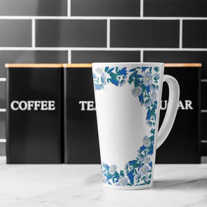 Winter Blue Flowers Latte Mug