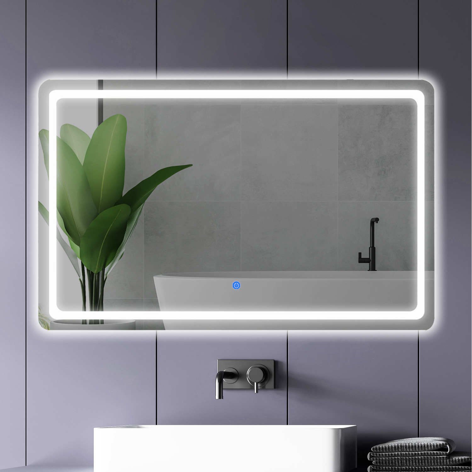 Bathroom Mirror With 3 Colour LED Light - White