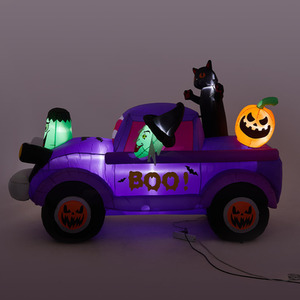 Inflatable Halloween Witch Driving a Car with LED