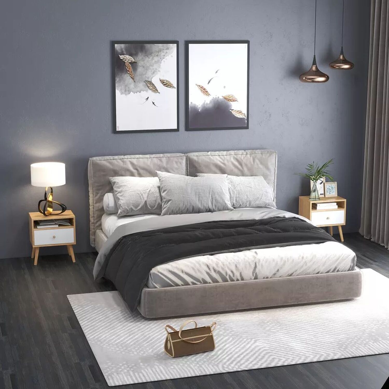Scandi Bedside Tables Set Of 2 - Natural And White