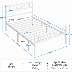 White / Single Metal Bed Frame with Cloud Design shot 6564990