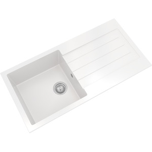 1 Bowl Composite Inset Sink Overflow Drainer Matt White 1000x500mm