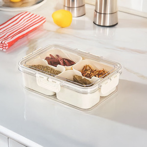 Plastic Fridge Storage Container with Removable Compartments - White / 14cm