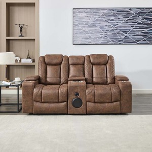 Brown Ashton 2 Seater Fabric Auto Recliner Sofa With Console shot 7381105