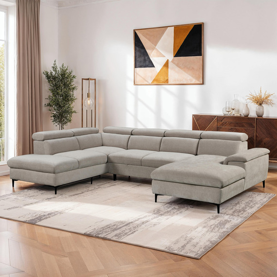 Leon Fabric Pull Out Corner Sofa Bed