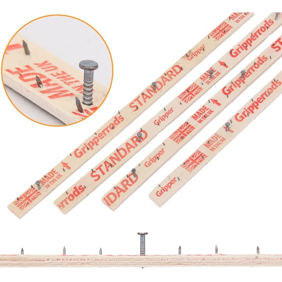 Carpet Gripper Rods Long Pre-Nailed Wood Strip - Dual Purpose Pins