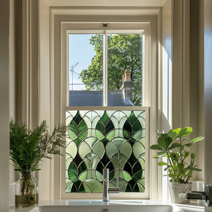 Azzone Art Deco Stained Glass Privacy Window Film