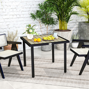 Outsunny Garden Table for 4 Person with 54mm Parasol Hole Slatted Top
