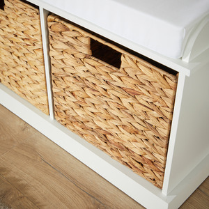 White / 2 Lapworth Hallway Storage Bench with Wicker Drawers shot 7637911