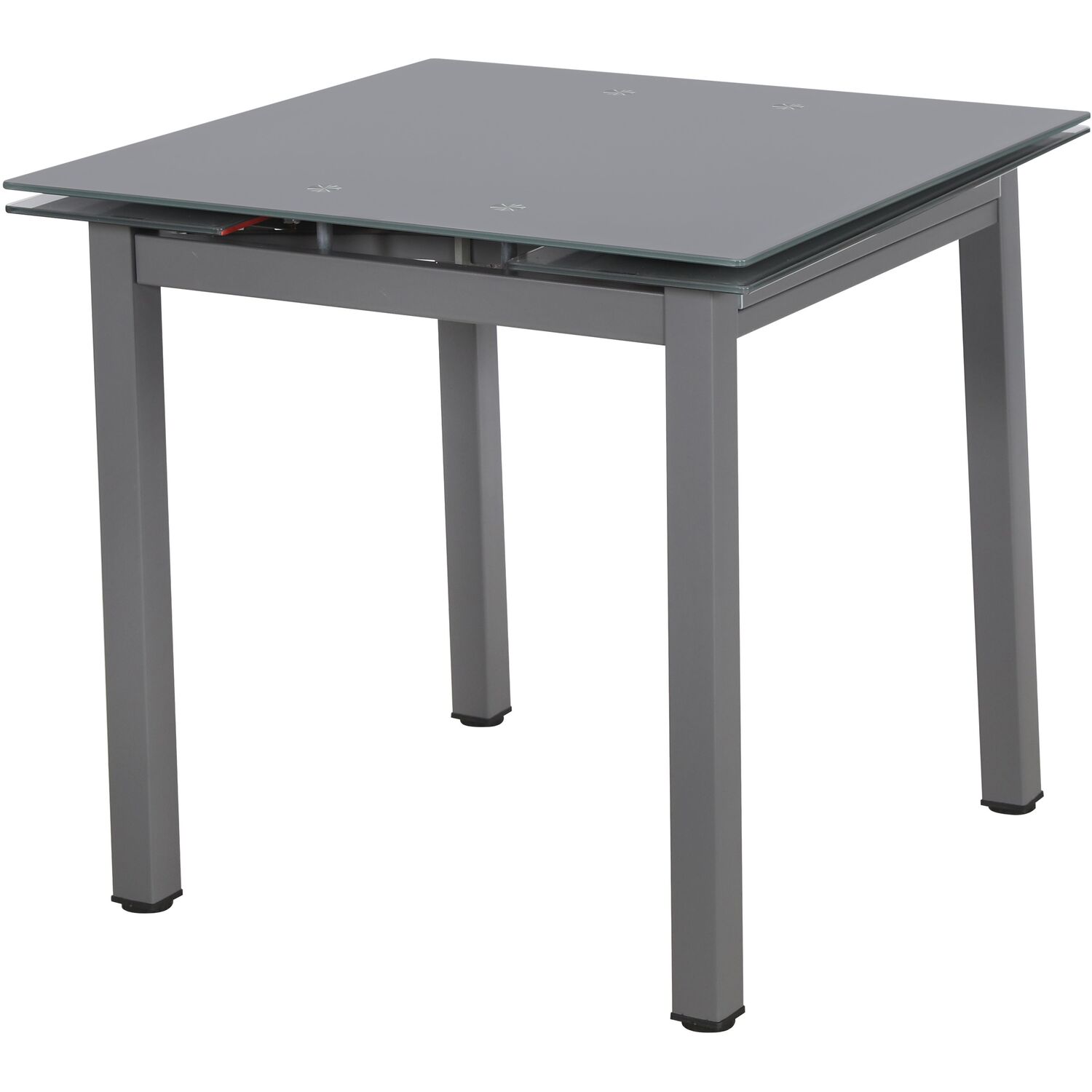 Modico Tempered Glass Extending Dining Table In Black Or Grey Small And Large - Grey 110cm