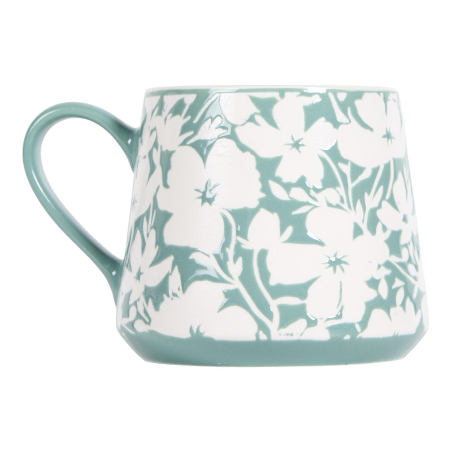 Image of Floral Stoneware Mug 400ml - Green
