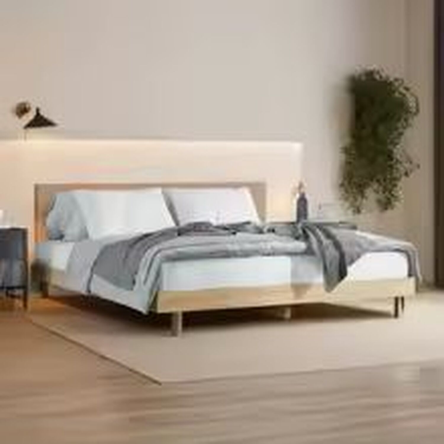 Small Double Bed Frame Wood Design - Brown