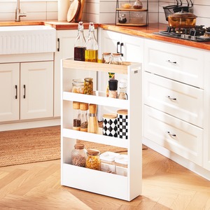 4 Tiers Serving Trolley Slide Out Storage Rack Shelf on Wheels