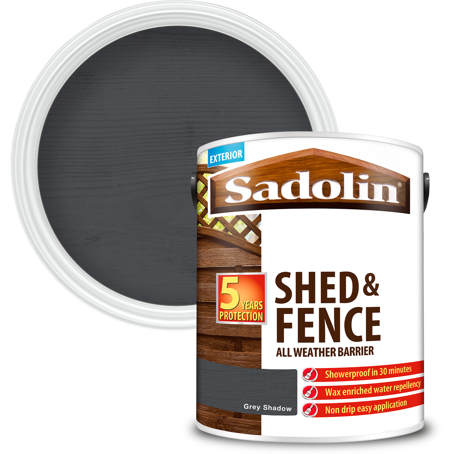 Sadolin Shed And Fence Protection Woodstain - Grey Shadow / 5L - Image 2